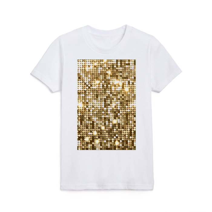 Golden Metallic Glitter Sequins Kids T Shirt
