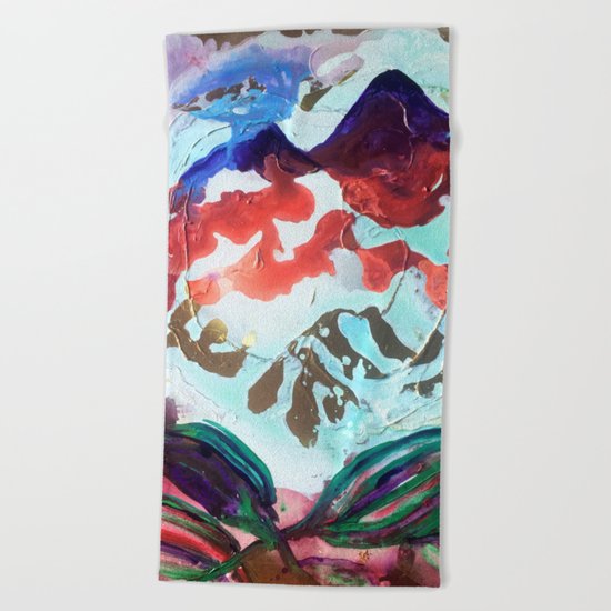 For purple mountain majesties Beach Towel