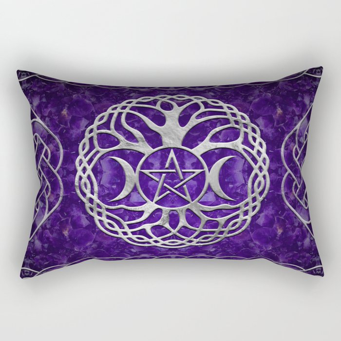 Triple Goddess with pentagram and tree of life Rectangular Pillow