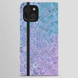 Purple and Turquoise Ice Flower Mandala iPhone Wallet Case