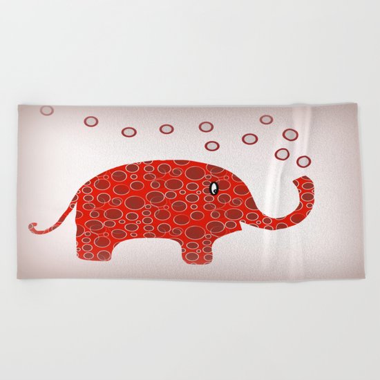 Red Circles Elephant Beach Towel
