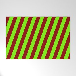 [ Thumbnail: Green & Dark Red Colored Lines Pattern Welcome Mat ]