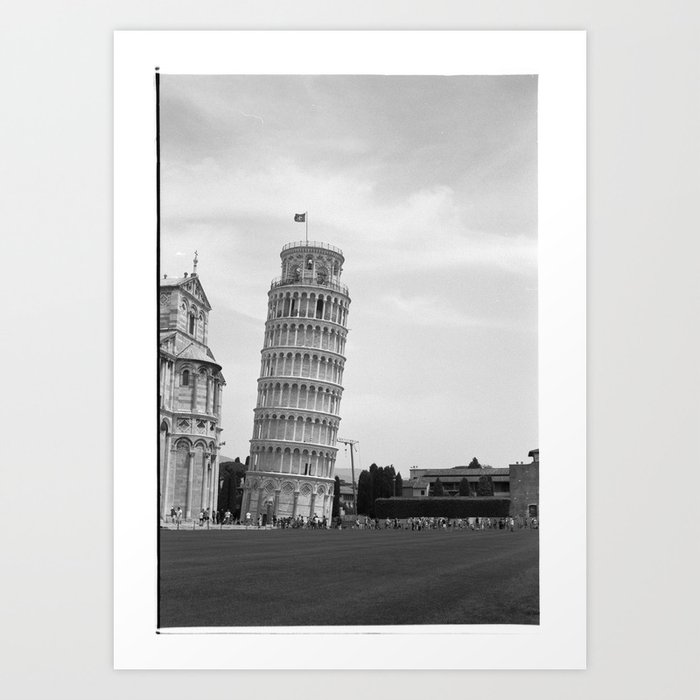 Scanned negative of the Leaning tower of Pisa Art Print