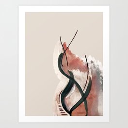 Storm: a minimal abstract mixed media piece in red white and blue Art Print