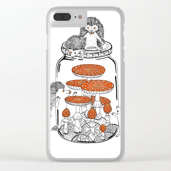 Hedgehog Amanita Mushroom Clear iPhone Case