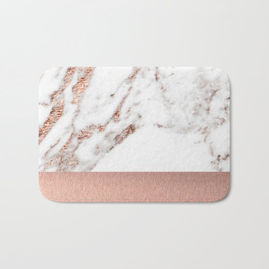 Rose gold marble and foil Bath Mat