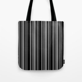 [ Thumbnail: Black & Grey Colored Stripes Pattern Tote Bag ]