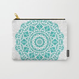 Bohemian Glittering Floral Mandala Aquamarine Carry-All Pouch