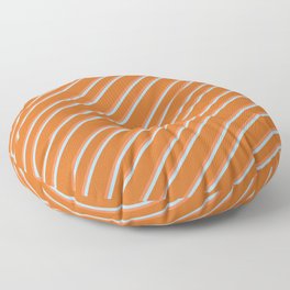 [ Thumbnail: Chocolate, Coral & Light Blue Colored Lines/Stripes Pattern Floor Pillow ]