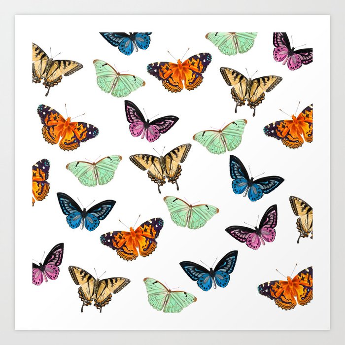 World colorful Butterfly pattern Design Art Print
