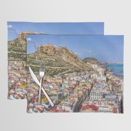 Alicante with the cathedral and the castle of Santa Barbara, Spain. Placemat