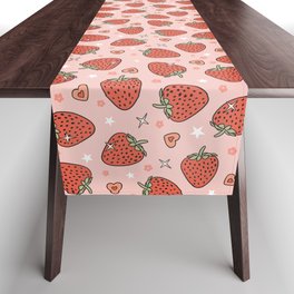 Vintage Strawberry Pattern Table Runner