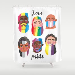 Gay pride rainbow gender flags beard men Shower Curtain