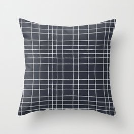 Hand-drawn grid lines white on dark gray Throw Pillow