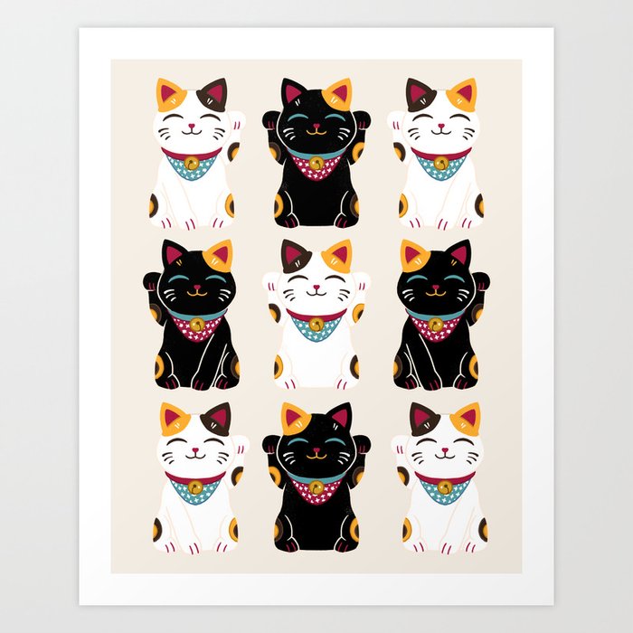 Maneki Neko - Lucky Cats Art Print