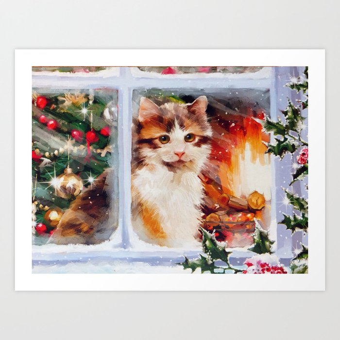 Christmas Kitten Art Print By Frankiecat Society6