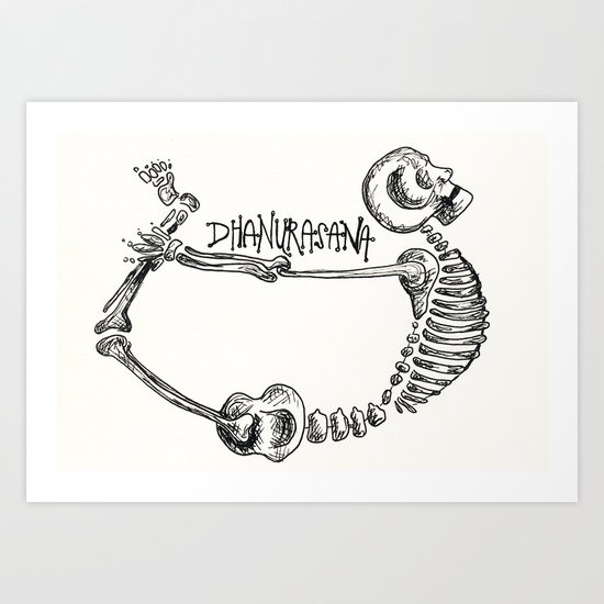"Dhanurasana" Skeleton Print Art Print
