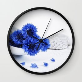 blue and white Wall Clock