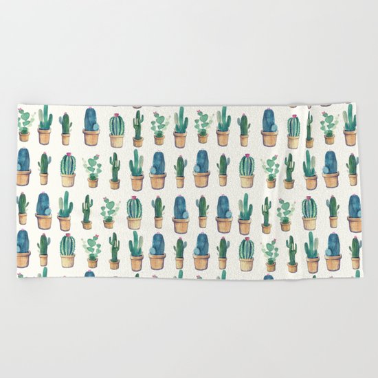 cactus water color !! Beach Towel