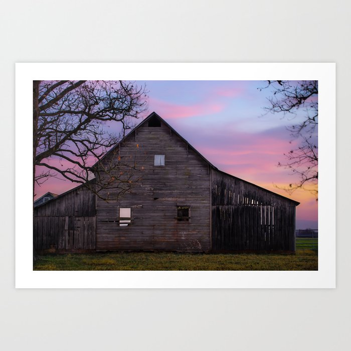 Rural Skies of Dusk - Rustic Barn Photography Art Print