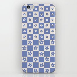 Abstract Floral Checker Pattern 8 in Blue Purple iPhone Skin
