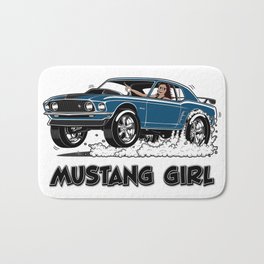 Mustang Girl Bath Mat | Graphicdesign, Illustration, Streetracer, Vector, Comic, Mustanggirl, Digital, Hotrod, Mustang 