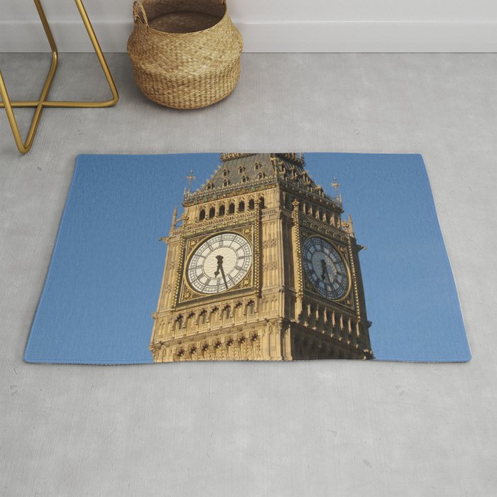 Great Britain Photography - Big Ben Under The Blue Clear Sky Rug