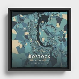 Rostock, Germany - Cream Blue Framed Canvas
