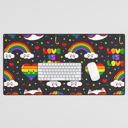 Love is Love Rainbows and Cats Desk Mat