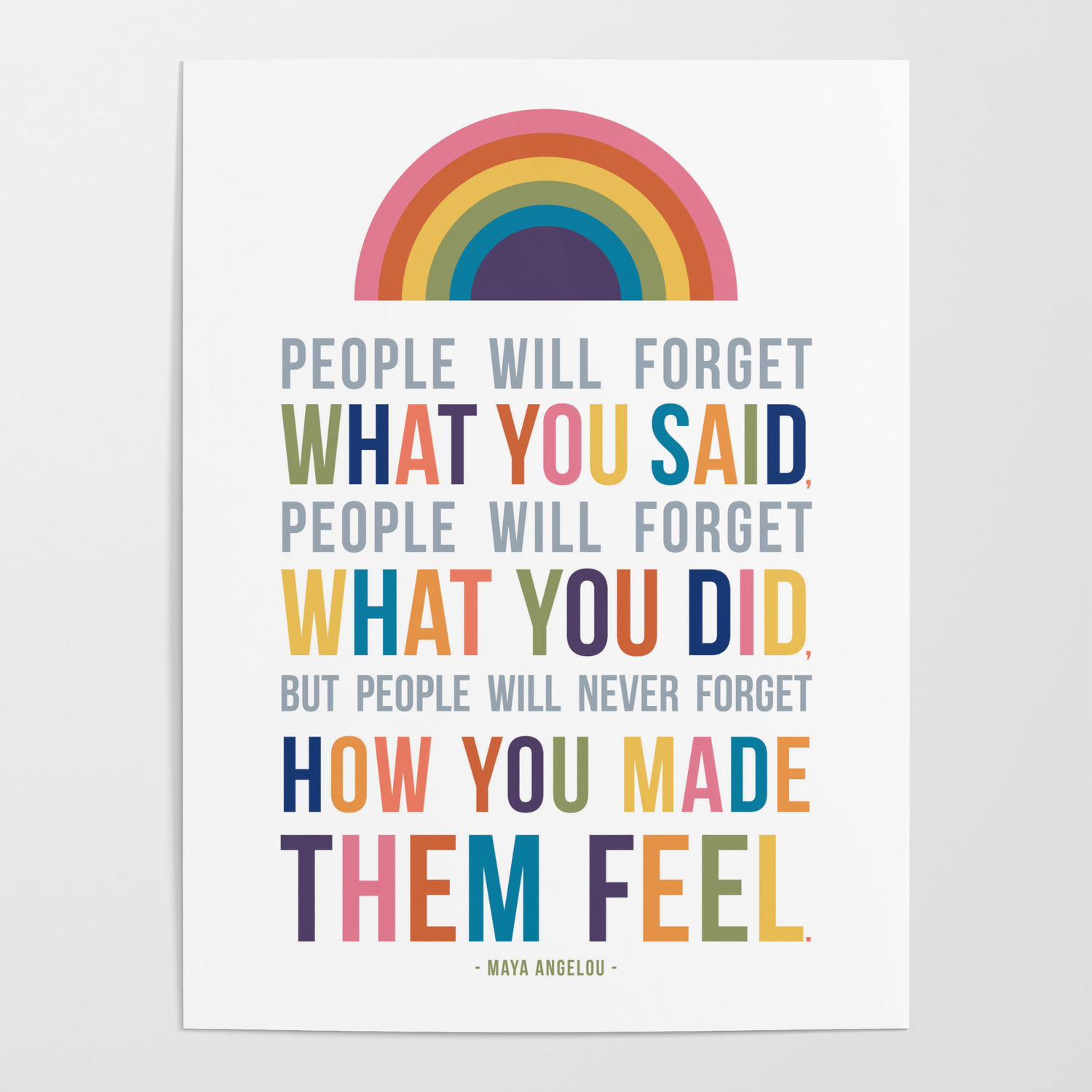 MAYA ANGELOU ~ Never Forget How They Feel Small 13"×19"  Motivational Poster
