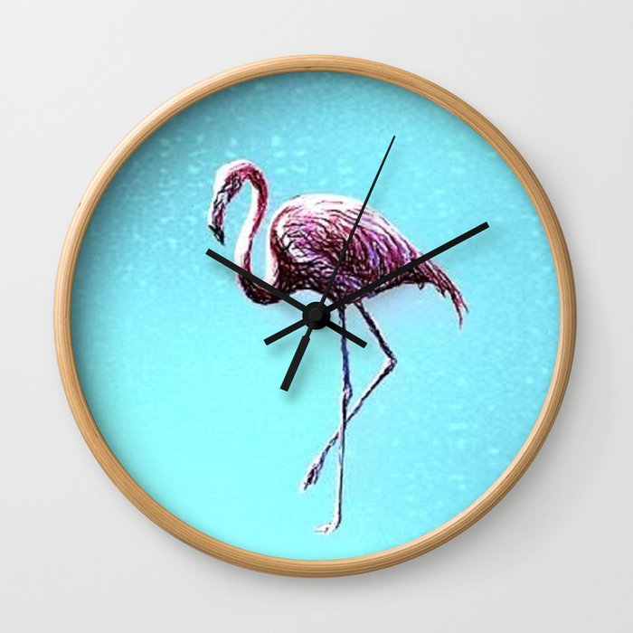 Lone Flamingo Wall Clock