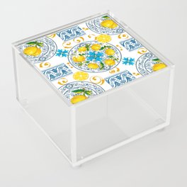 Lemon wreath,majolica Sicilian style art Acrylic Box