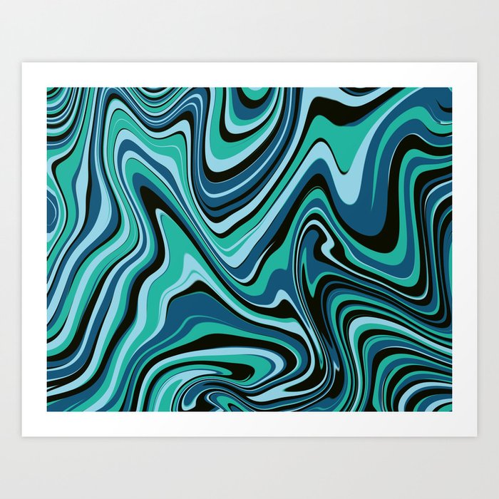 Liquified Agate Swirl - Turquoise Palette Art Print