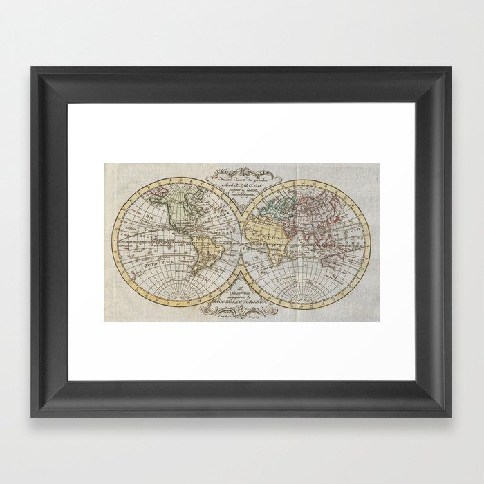 Vintage Map of The World (1795) Framed Art Print