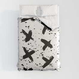 X Paint Spatter Black and White Comforter