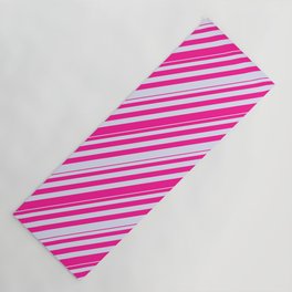 [ Thumbnail: Lavender & Deep Pink Colored Striped Pattern Yoga Mat ]