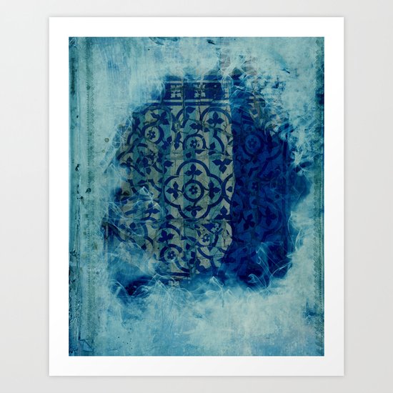 mosaic in cyan Art Print