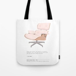 Midcentury Eames Lounge Chair - Blush Pink Art Print with Quote Tote Bag