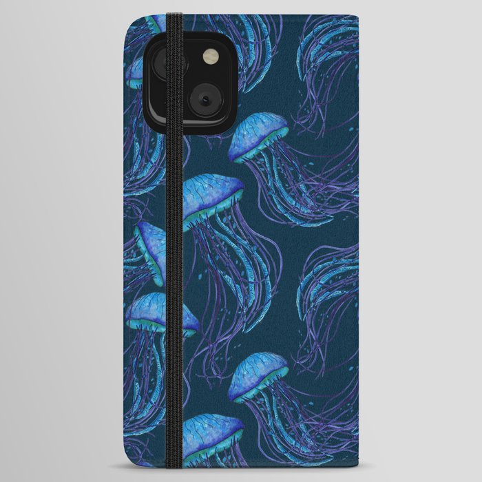 Jellyfish Tendrils Turquoise iPhone Wallet Case