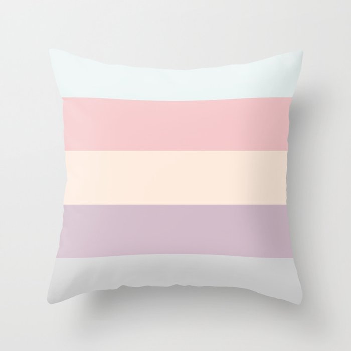easter spring pastel color eggshell blue dusty rose blush pink stripe Throw Pillow