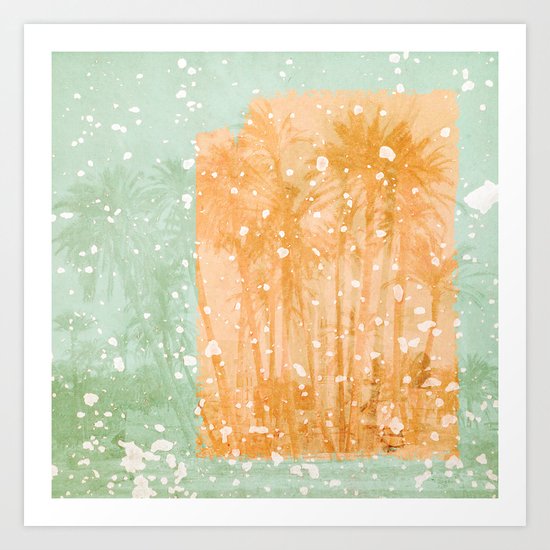 Palm Trees in Teal and Peach Art Print