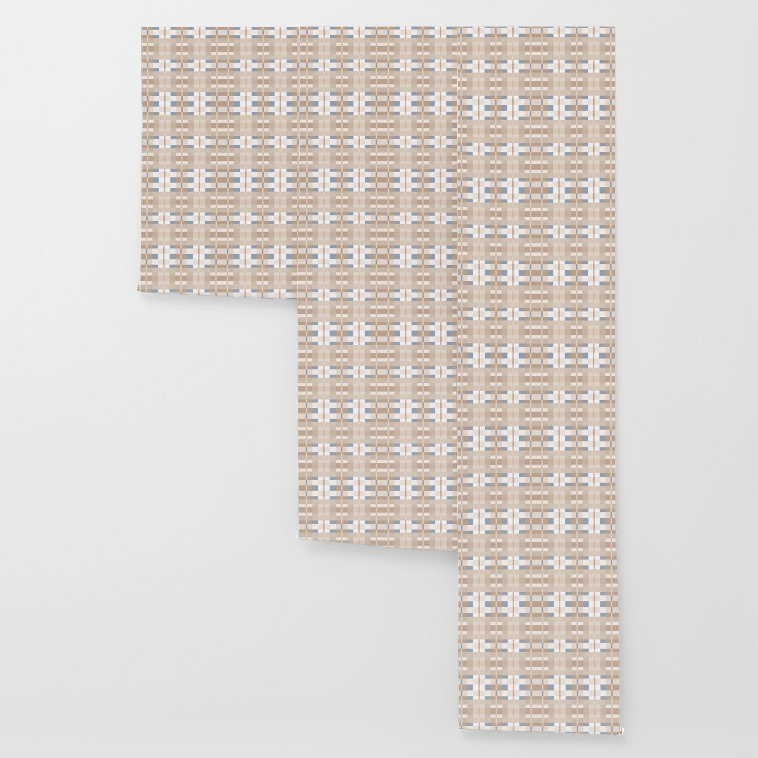 Beige And Blue Color Blocks Geometric Pattern Wallpaper By