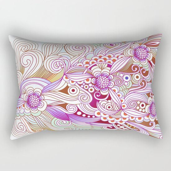 zentangle inspired Flower fire doodle, purple colorway Rectangular Pillow