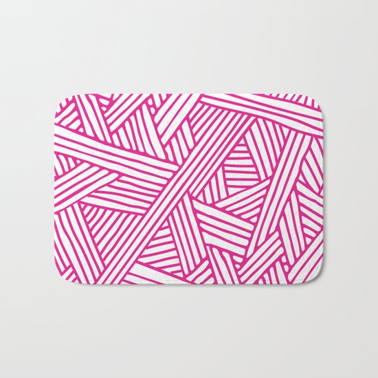 Abstract pink & white Lines and Triangles Pattern-Mix and Match with Simplicity of Life Bath Mat