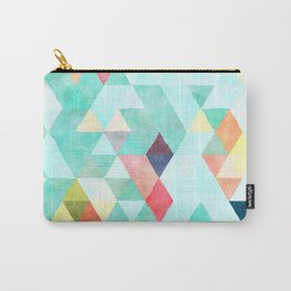 Modern abstract pink aqua turquoise watercolor geometrical Carry-All Pouch