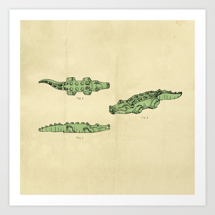 Lego Crocodile  Art Print