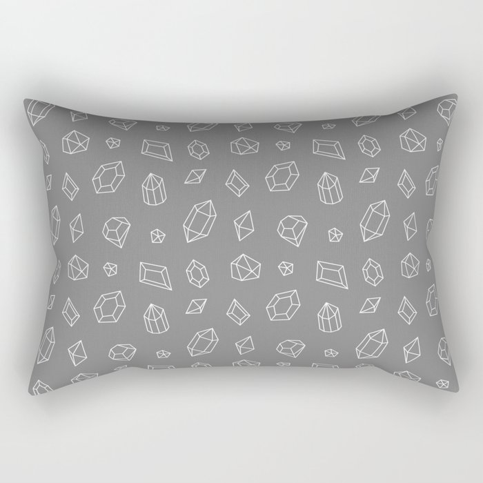 Grey and White Gems Pattern Rectangular Pillow
