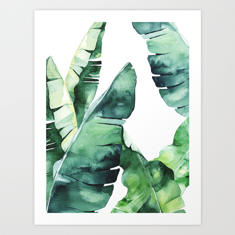 Tropical Banana Leaves Art Print By Amypetersonartstudio Society6