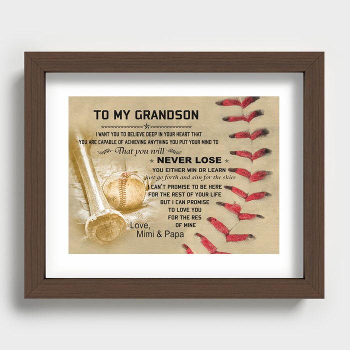 Baseball Family - to my grandson - love mimi papa Recessed Framed Print