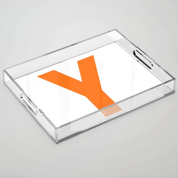 Letter Y (Orange & White) Acrylic Tray